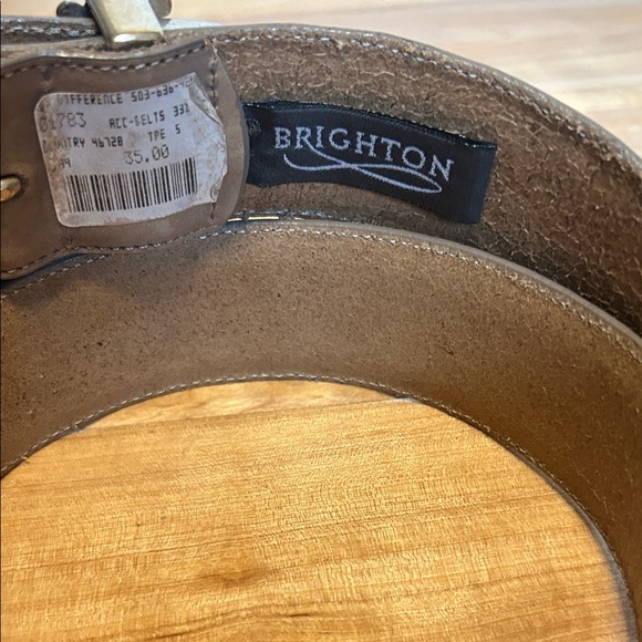 Brighton Suede Beige Leather Belt with Silver Buckle - Picture 2 of 8